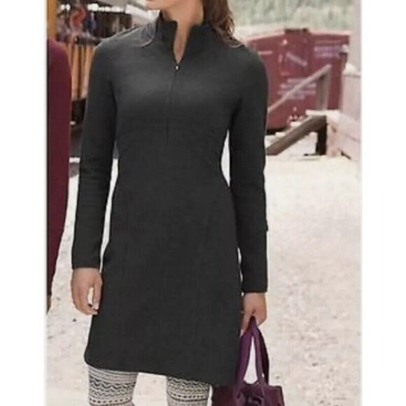 Athleta Womens Cassidy Ponte Zip Long Sleeve Dress Charcoal Size Large Tall - Picture 1 of 12